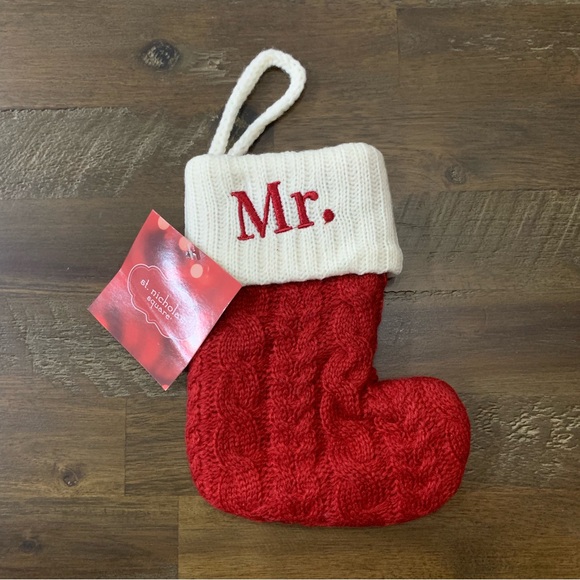 ✅3/$15 “Mr.” Mini knit Red and white traditional knit Christmas stocking - Picture 1 of 6